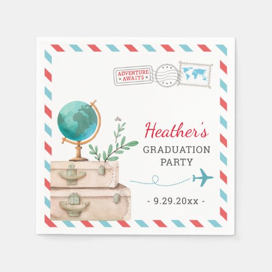 Reizen Avontuur Afstuderen Afstudeerder Tafel Deco Servet (Voorkant)