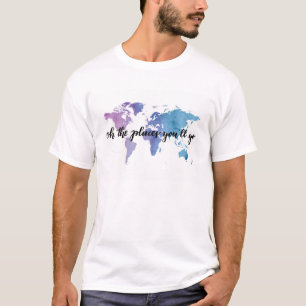 Reizen avontuurverkenner verhoogt wereldkaart t-sh t-shirt