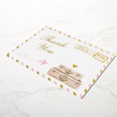 Reizen Baby Meisje Douche Dank u Kaart Pink Gold (Gedraaid)