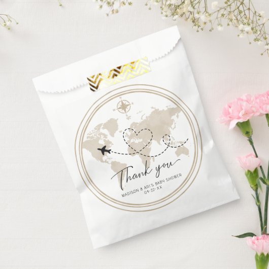 Reizen Baby shower gunstzak – Dank u kaart Bedankzakje (Gezegeld)