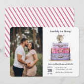 Reizen Baby shower Roze Paarse koffer Kaart (Voorkant / Achterkant)