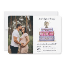 Reizen Baby shower Roze Paarse koffer