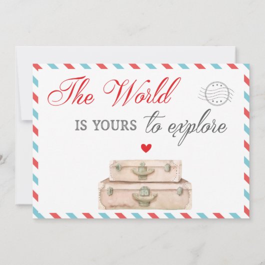 Reizen Baby shower Uitnodiging voor meisjes, Lucht (Achterkant)