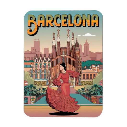 Reizen barcelona sagrada familia geschenken magneet (Verticaal)