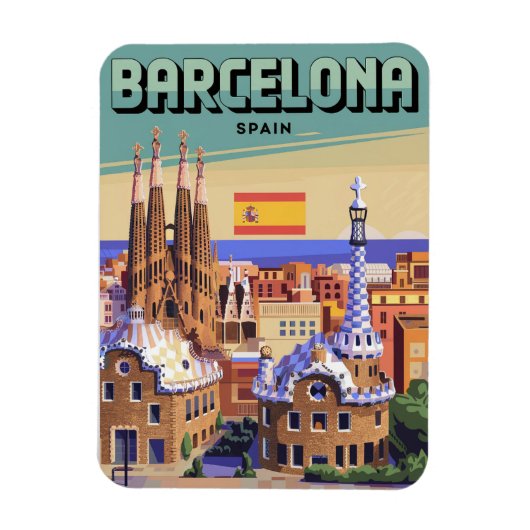 Reizen barcelona sagrada familia geschenken magneet (Verticaal)