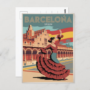 Reizen  barcelona spanje flaminco geschenken briefkaart