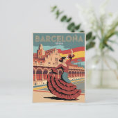 Reizen barcelona spanje flaminco geschenken briefkaart (Staand voorkant)
