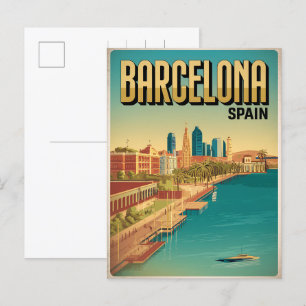Reizen  barcelona strand uitzicht geschenken briefkaart