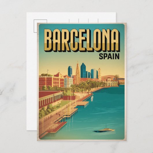 Reizen barcelona strand uitzicht geschenken briefkaart (Voorkant / Achterkant)