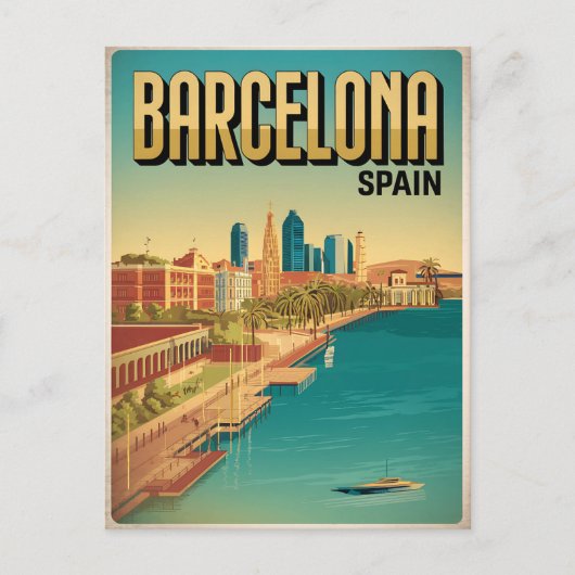 Reizen  barcelona strand uitzicht geschenken briefkaart (Voorkant)