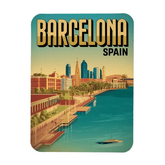 Reizen  barcelona strand uitzicht geschenken magneet (Verticaal)