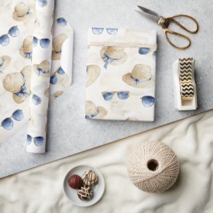 Reizen Blauwe Zonnebrillen Strikken Crème Hats Ver Cadeaupapier