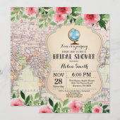 Reizen Bruids Douche Uitnodiging Bloemen (Voorkant / Achterkant)