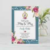 Reizen Bruids Douche Uitnodiging Miss Mrs Shower (Staand voorkant)