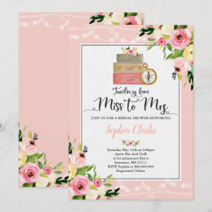 Reizen Bruids Douche Uitnodiging Miss to Mrs. Flor