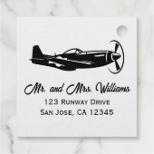 Reizen bruiloft P-51 Mustang  vliegtuig Bedankjes Labels (Achterkant)