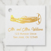 Reizen bruiloft P-51 Mustang  vliegtuig Bedankjes Labels (Voorkant)