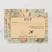 , Reizen Bruiloft RSVP Briefkaart (Voorkant / Achterkant)