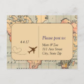 , Reizen Bruiloft RSVP Briefkaart (Achterkant)