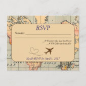 , Reizen Bruiloft RSVP Briefkaart (Voorkant)
