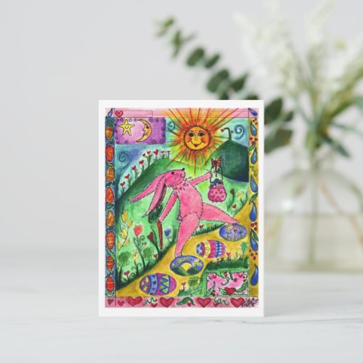 Reizen Bunny - Briefkaart (Staand voorkant)