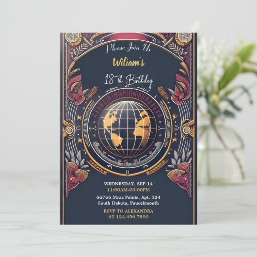 Reizen Cabine Strand Bestemming 18e Verjaardag Kaart (Staand voorkant)