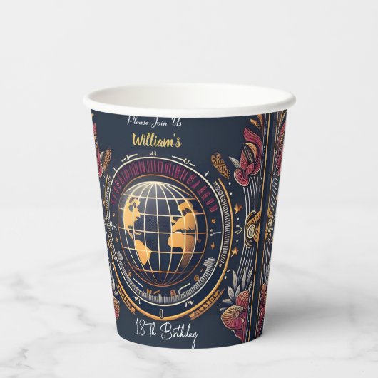 Reizen Cabine Strand Bestemming 18e Verjaardag Papieren Bekers (Achterkant)