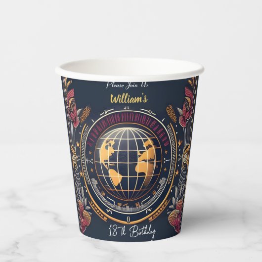 Reizen Cabine Strand Bestemming 18e Verjaardag Papieren Bekers (Voorkant)