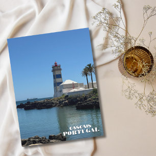 Reizen Cascais Portugal Oceaan Vuurtoren Kust  Feestdagenkaart