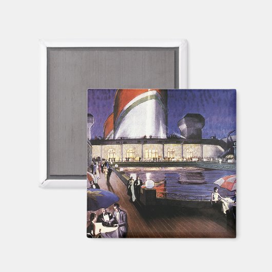 reizen, cruiseschepen op pooldek magneet (Voorkant / Achterkant)