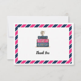 Reizen Dank u Miss Navy Pink Bedankkaart