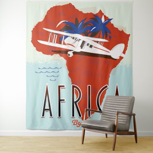 Reizen door Afrika per vliegtuig poster Wandkleed (In situ)
