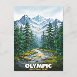 Reizen door de bergen en rivieren van Olympic Nati Briefkaart