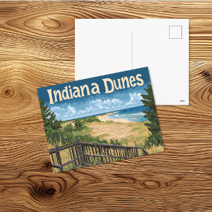 Reizen door de Indiana Dunes in vintage stijl Briefkaart