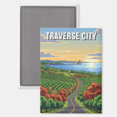 Reizen door de stad Michigan Magneet (Voorkant / Achterkant)