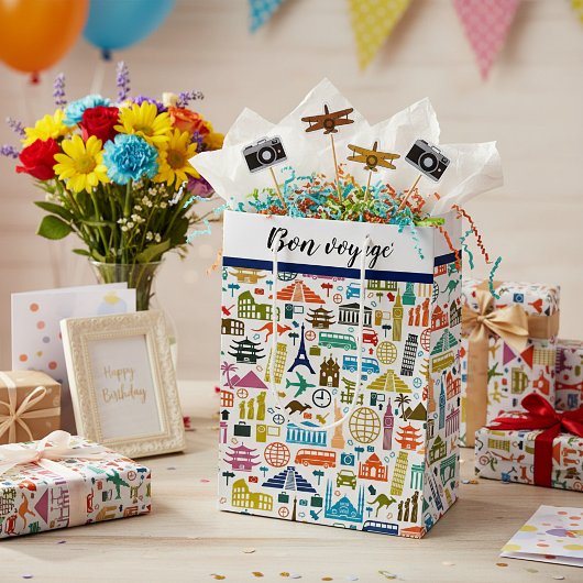 Reizen door de wereld middelgrote cadeautas