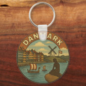 Reizen door Denemarken Vintage Sleutelhanger (Voorkant)