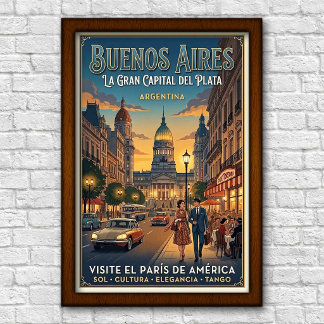 Reizen door het Buenos Aires van de jaren 60 in Ar Poster
