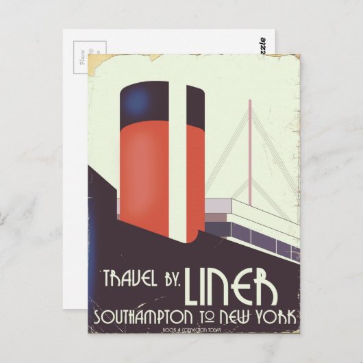 Reizen door Liner - poster voor oud reizen Briefkaart (Voorkant / Achterkant)