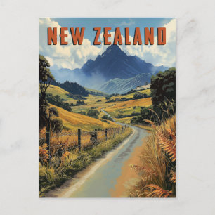 Reizen door Nieuw-Zeeland in vintage stijl Briefkaart