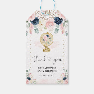 Reizen Dreamcatcher Blush Navy Flower Baby shower Cadeaulabel
