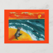 Reizen en zonsondergang met hond-Briefkaart Briefkaart (Voorkant)
