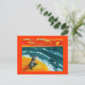 Reizen en zonsondergang met hond-Briefkaart Briefkaart (Staand voorkant)