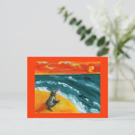 Reizen en zonsondergang met hond-Briefkaart Briefkaart (Staand voorkant)
