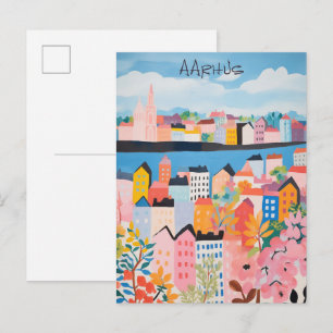 Reizen Esthetische Schilderkunst Stad Aarhus Denem Briefkaart