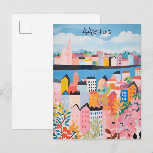 Reizen Esthetische Schilderkunst Stad Aarhus Denem Briefkaart (Voorkant / Achterkant)