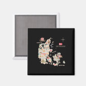 Reizen Europa Denemarken Kaart Kopenhagen Deense f Magneet (Voorkant / Achterkant)