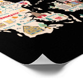 Reizen Europa Denemarken Kaart Kopenhagen Deense f Poster (Hoek)