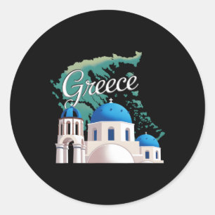 Reizen Europa Griekenland Athene Santorini Kreta G Ronde Sticker