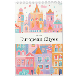 Reizen Europa Roze Girly Kalender